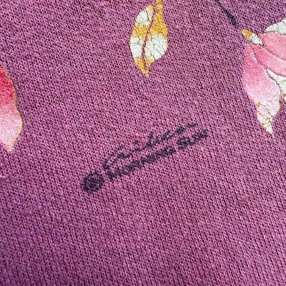 Vintage Morning Sun Mock Neck Birds Hummingbird Floral Sweatshirt - Picture 5 of 9